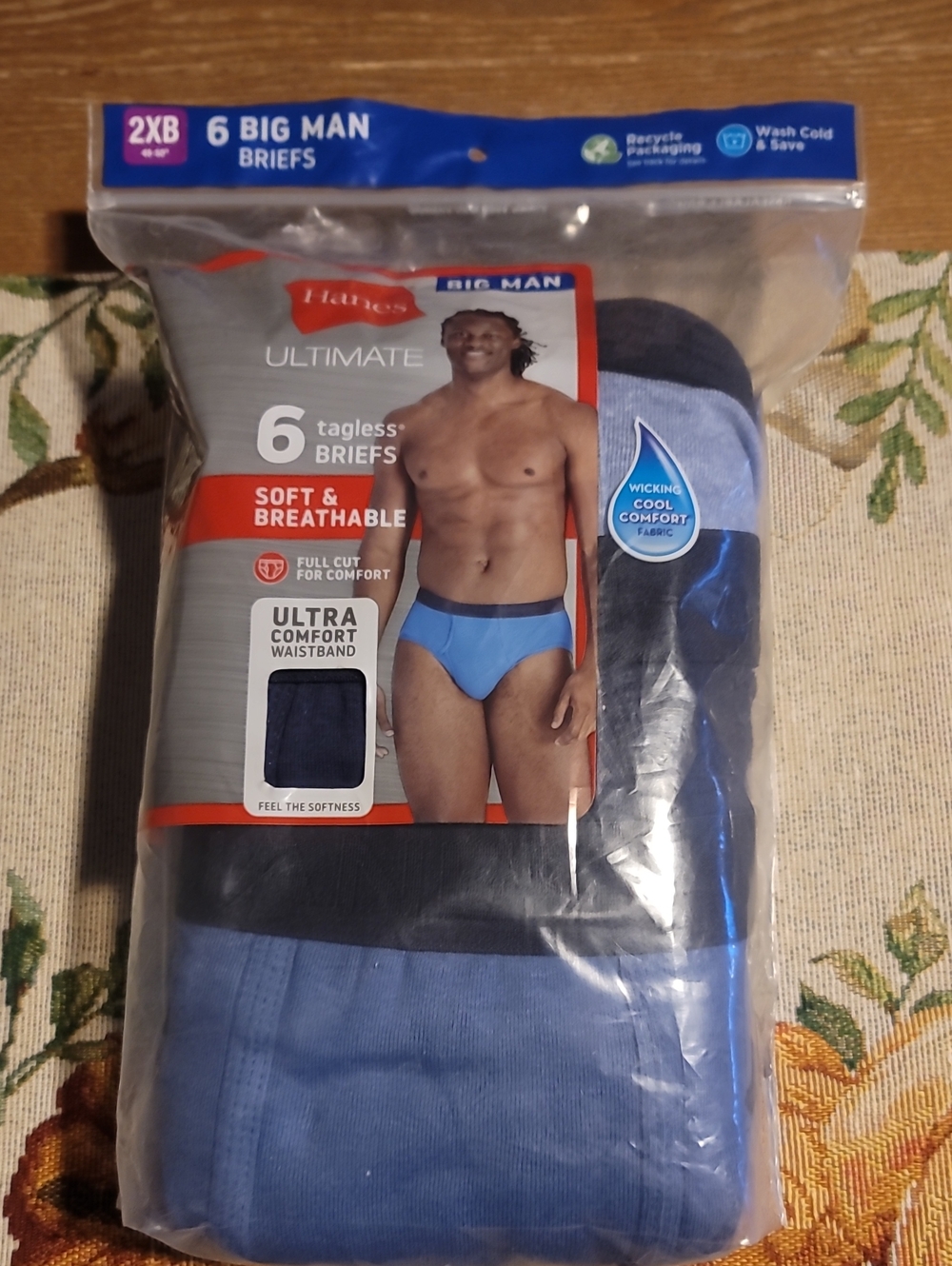Size 2XB ~ New Hanes Men’s Tagless Briefs 6-Pack~Comfort Waistband full cut